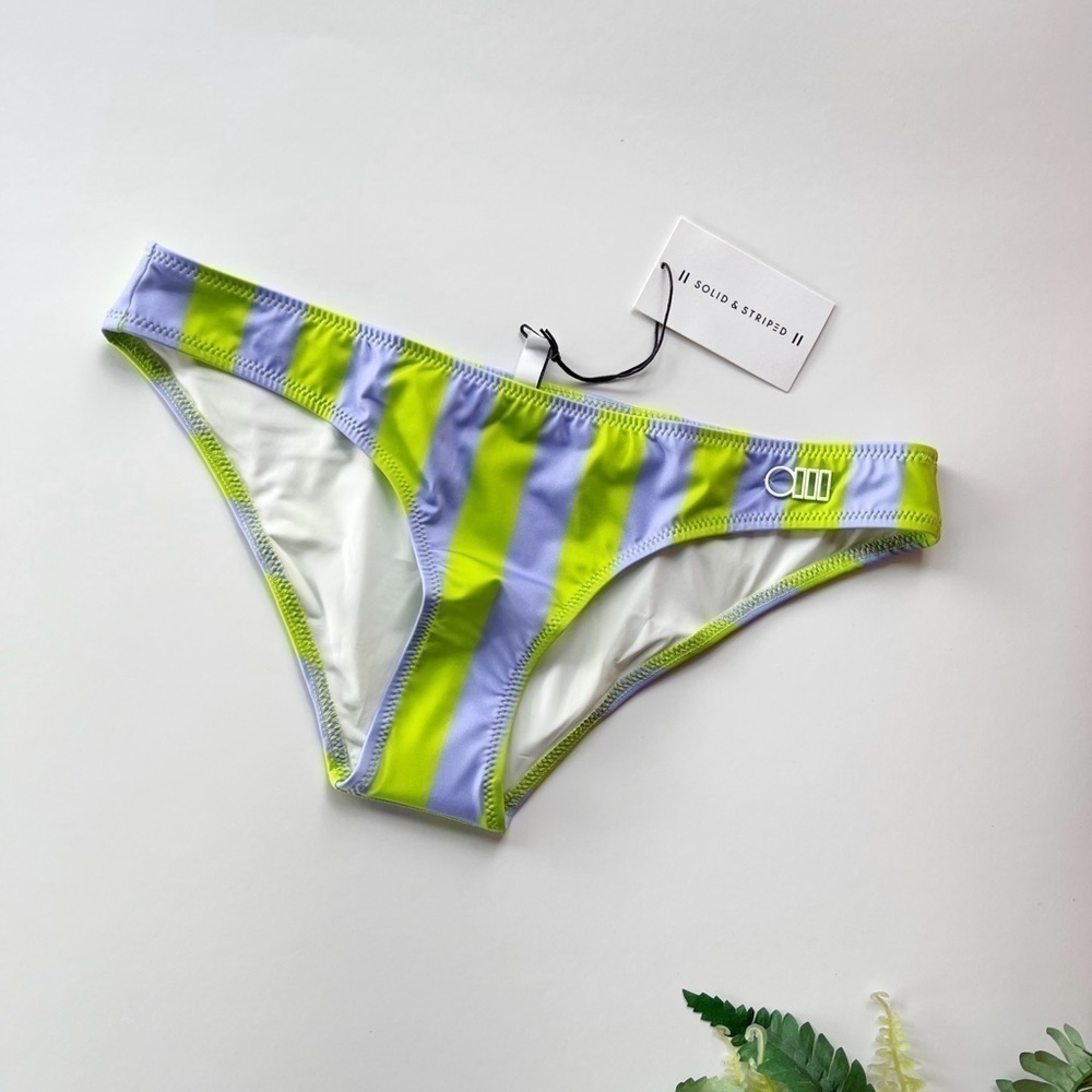 Solid & Striped Elle Bikini Bottom Lavender Lime Stripe - Picture 2 of 6